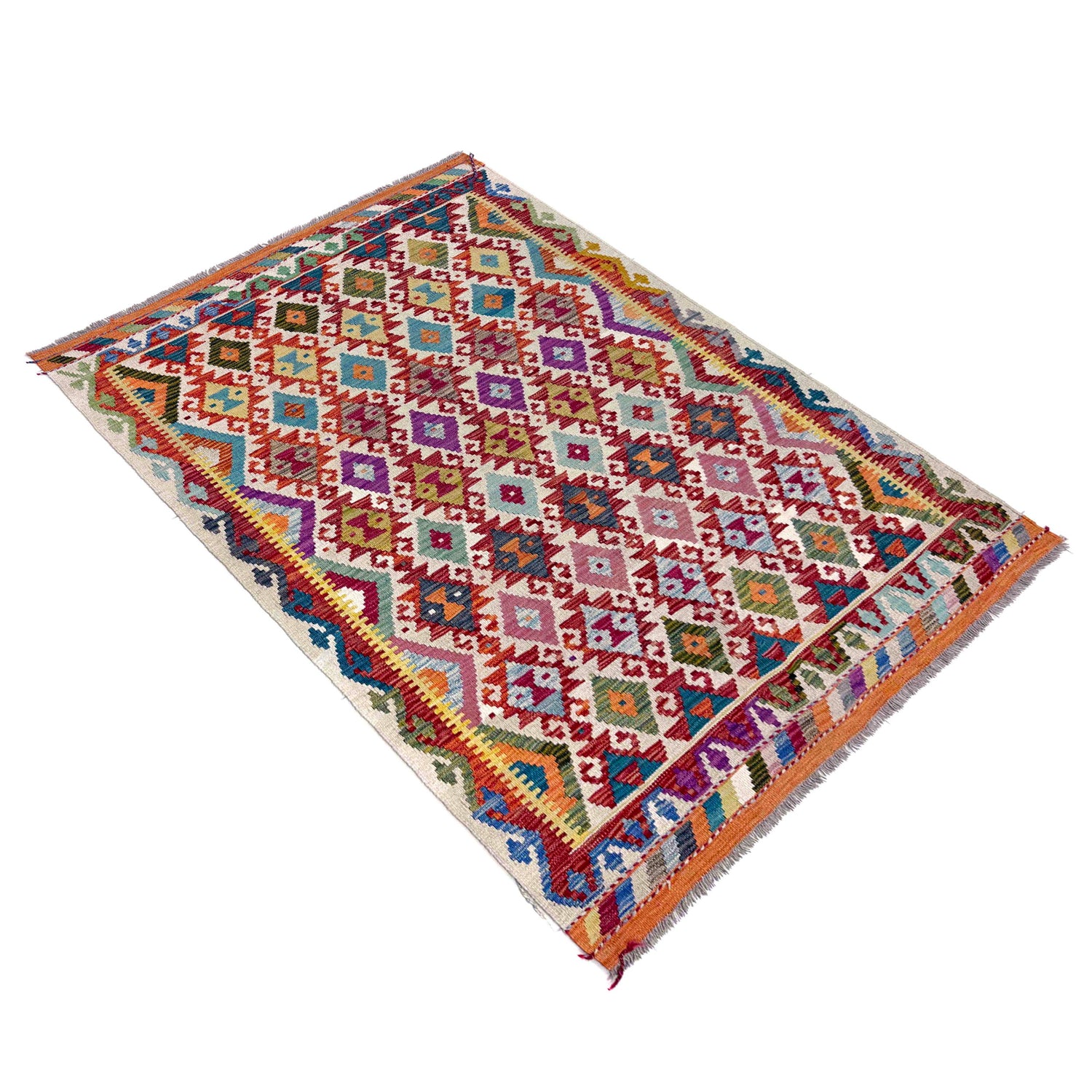 Handmade Vegetable Kelim 4' 2" x 6' 5" (ft) - No. R40059