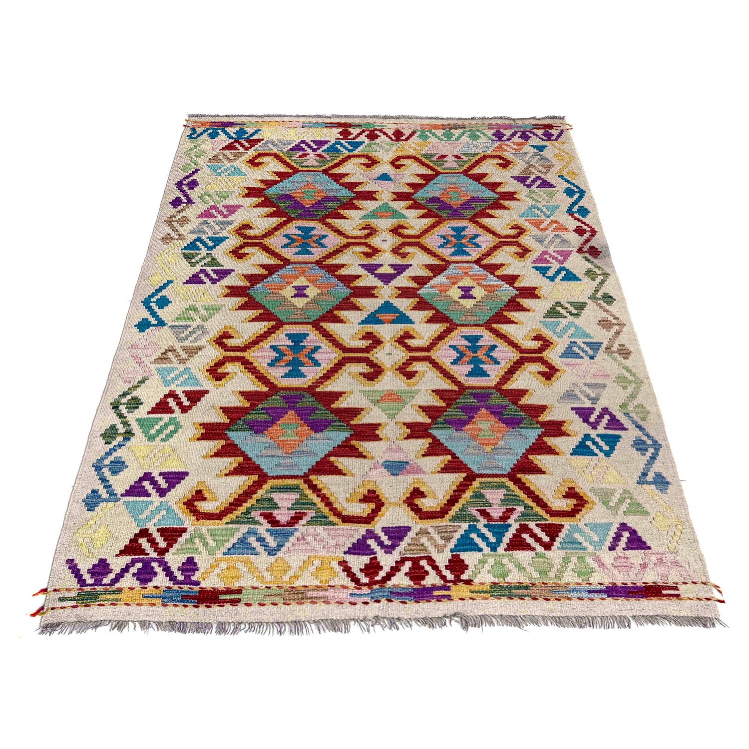 Handmade Vegetable Kelim 4' 2" x 6' 2" (ft) - No. R40060