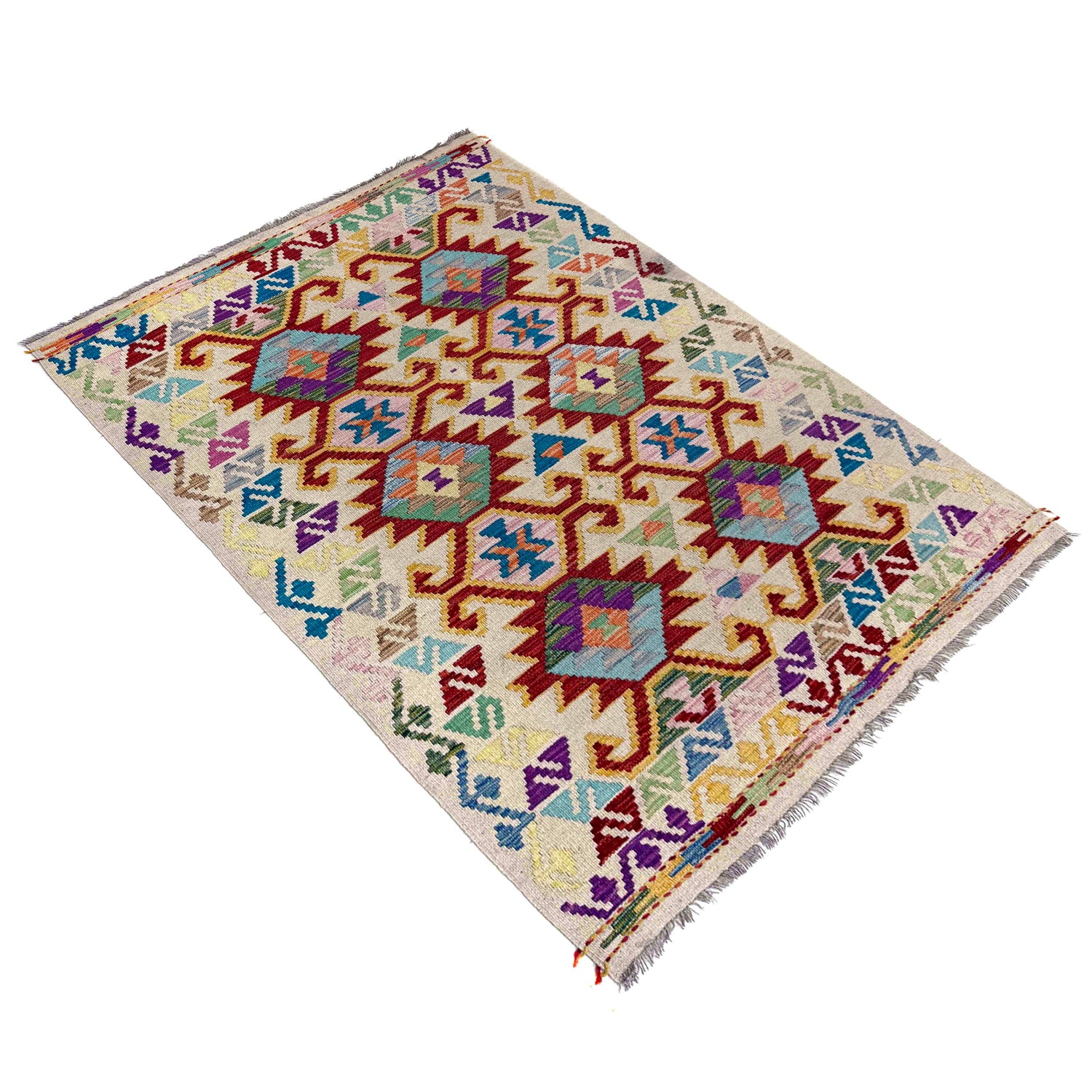 Handmade Vegetable Kelim 4' 2" x 6' 2" (ft) - No. R40060