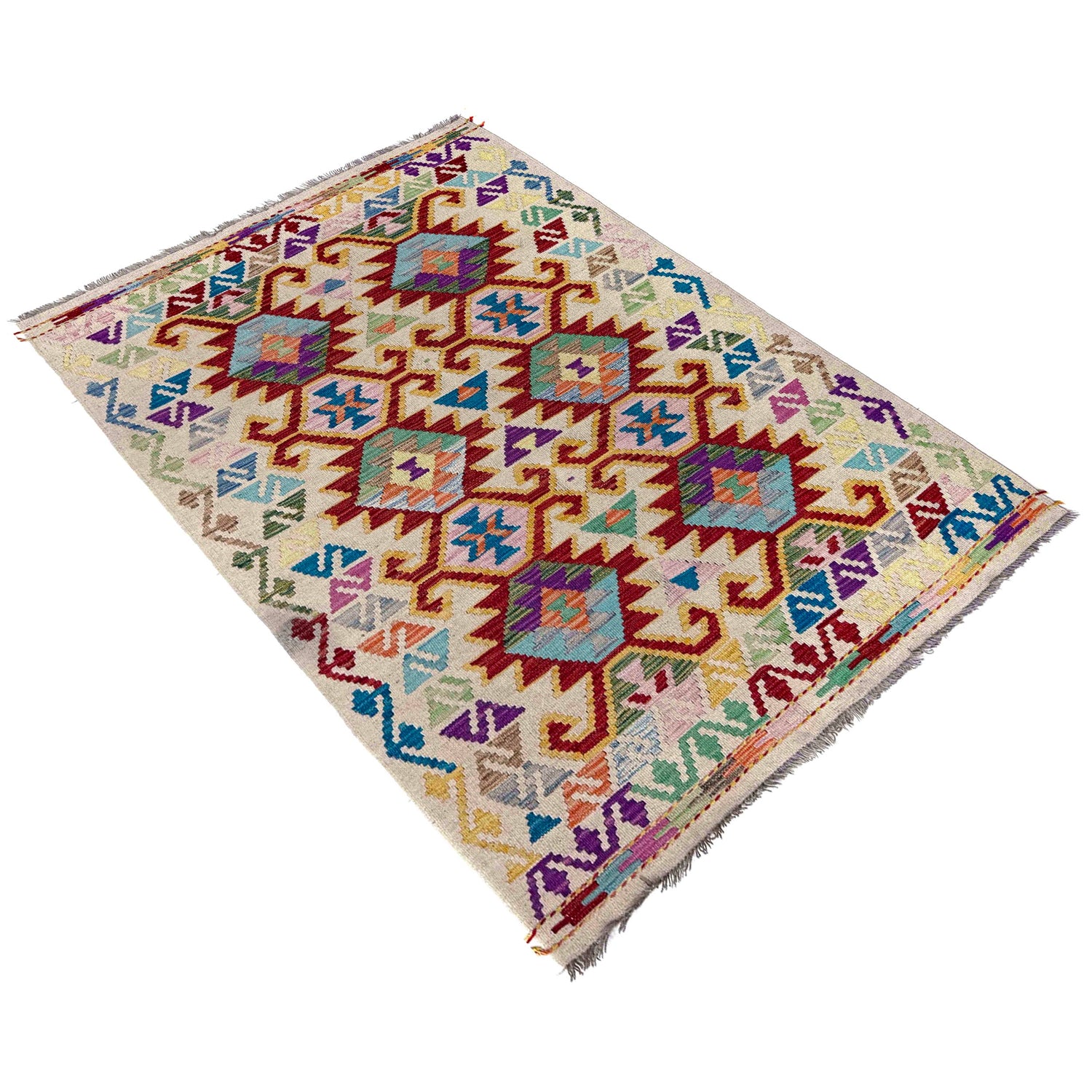 Handmade Vegetable Kelim 4' 2" x 6' 2" (ft) - No. R40060