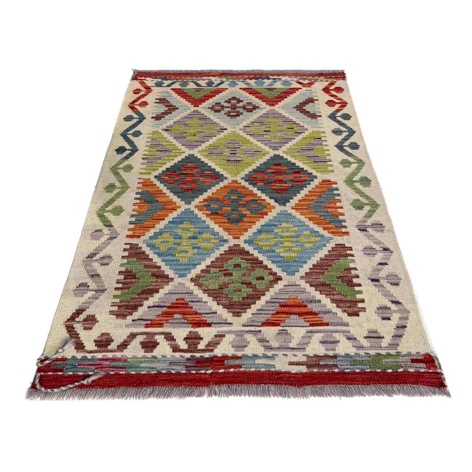 Handmade Vegetable Kilim 2' 7" x 4' 2" (ft) - No. R40074
