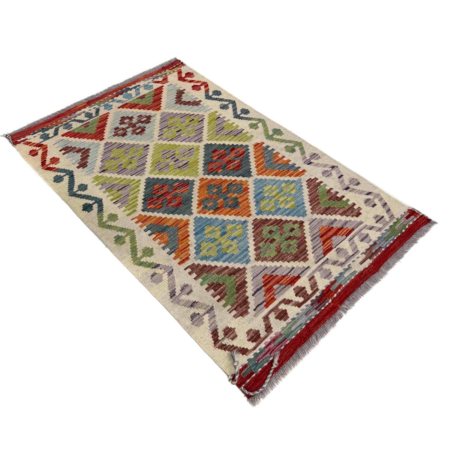 Handmade Vegetable Kilim 2' 7" x 4' 2" (ft) - No. R40074