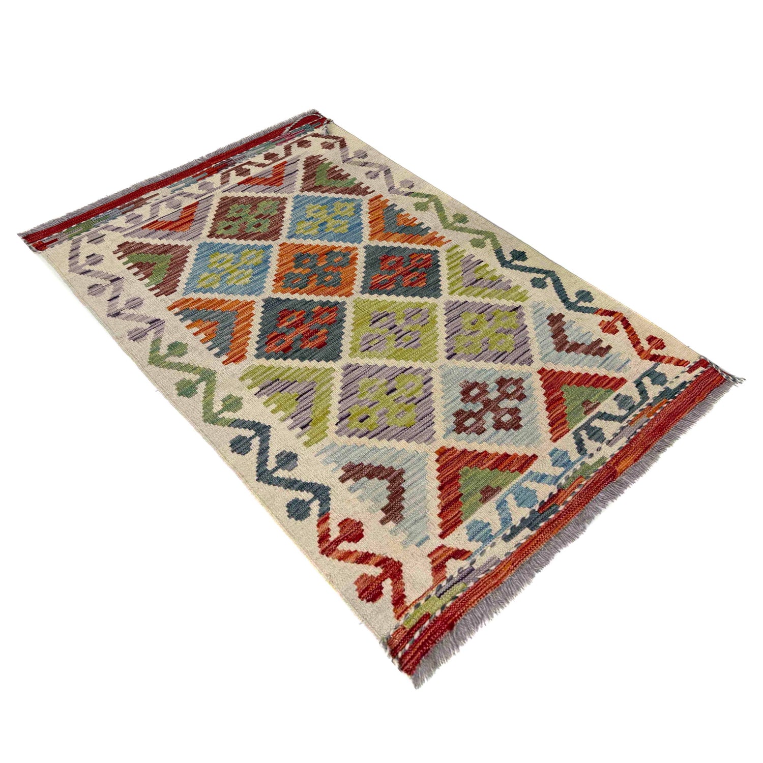 Handmade Vegetable Kilim 2' 7" x 4' 2" (ft) - No. R40074
