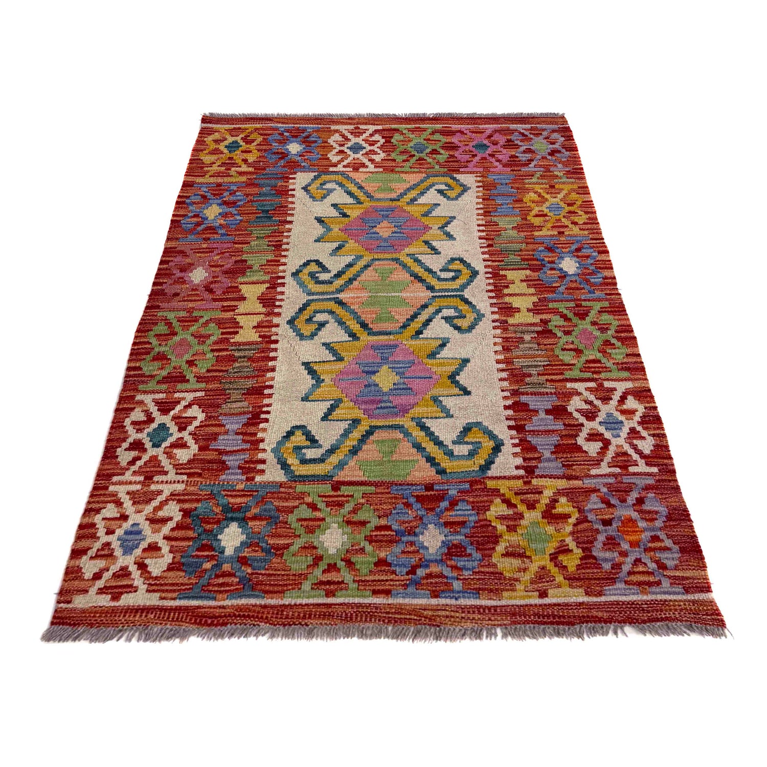 Handmade Vegetable Kelim 2' 9" x 4' 2" (ft) - No. R40078