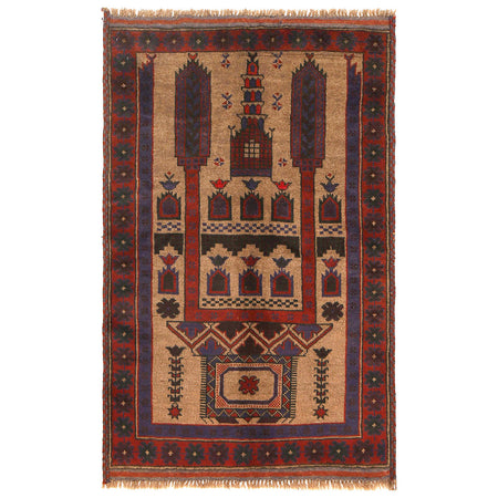 Islamic Prayer Carpet 2' 10" x 4' 5" (ft) - No. W11798