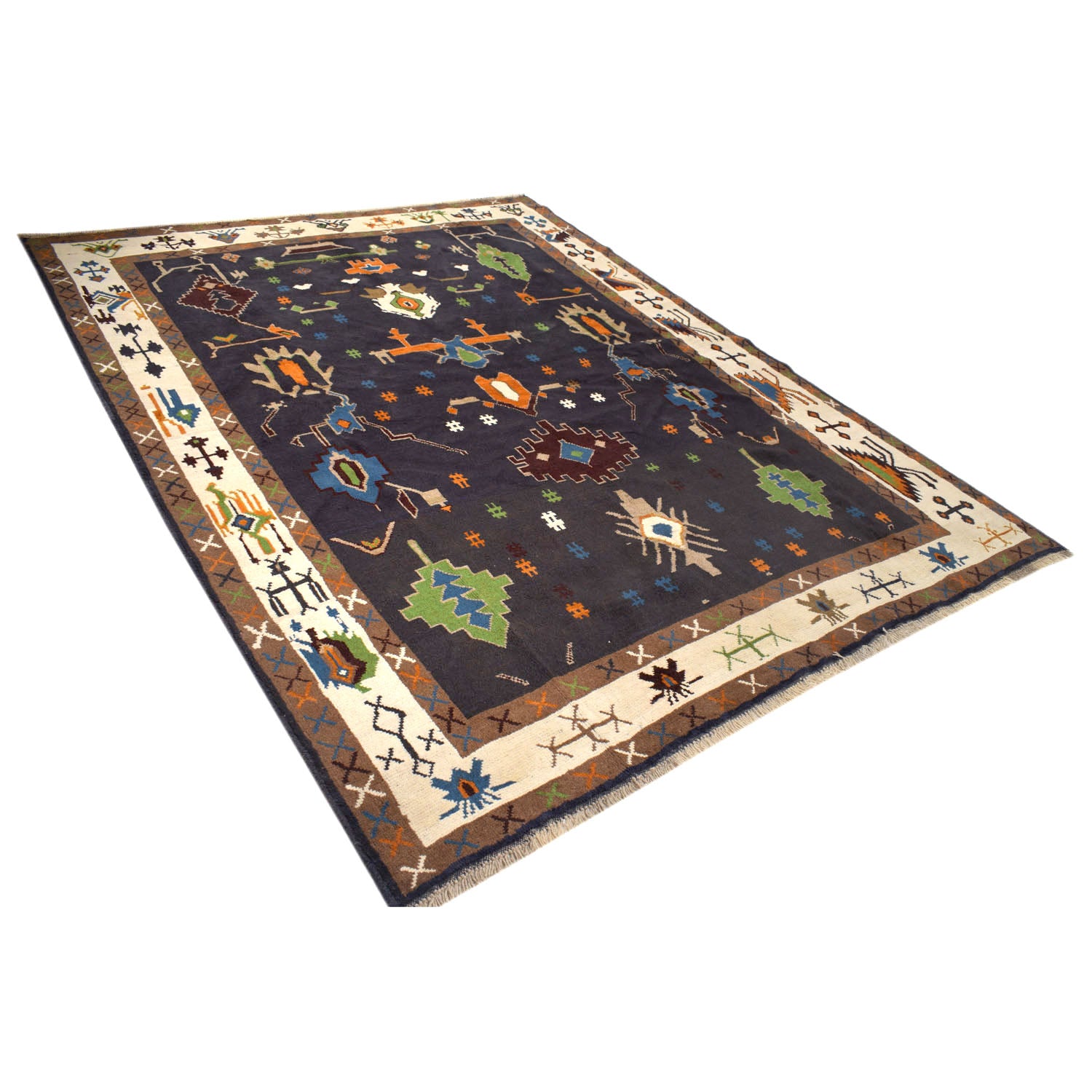 Black Color Modern Oushak Rug 6' 9 x 8' 8 (ft) - No. W11878