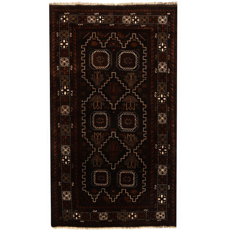 Hand Knotted Baluchi Rug 3' 7 x 6' 3 (ft) - No. W12662
