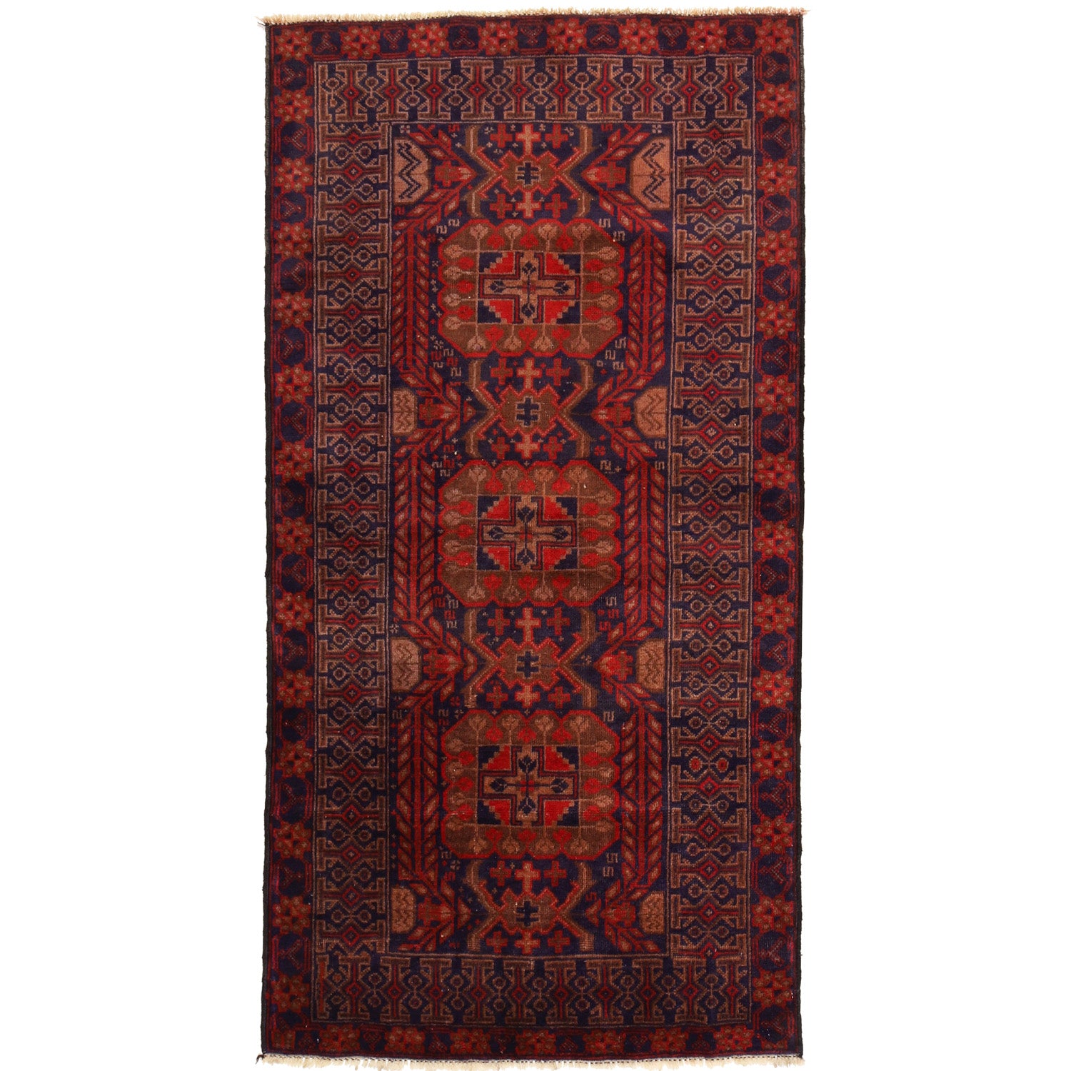 Hand Knotted Baluchi Rug 3' 3 x 6' 4 (ft) - No. W12760
