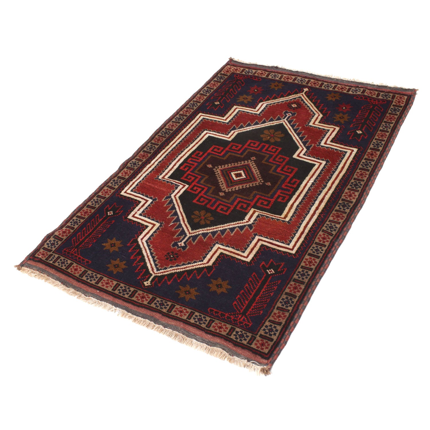 Hand Knotted Baluchi Rug 3' 2 x 4' 8 (ft) - No. W14225