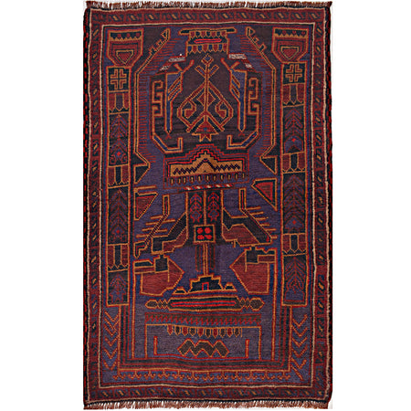Handmade Baluchi Rug 3' 0 x 4' 6 (ft) - No. W14944