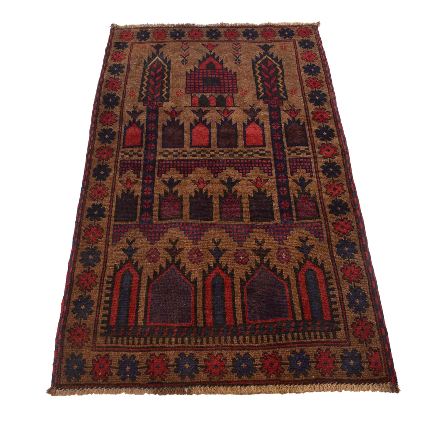 Brown Color Prayer Rug 2' 11" x 4' 9" (ft) - No. W15024