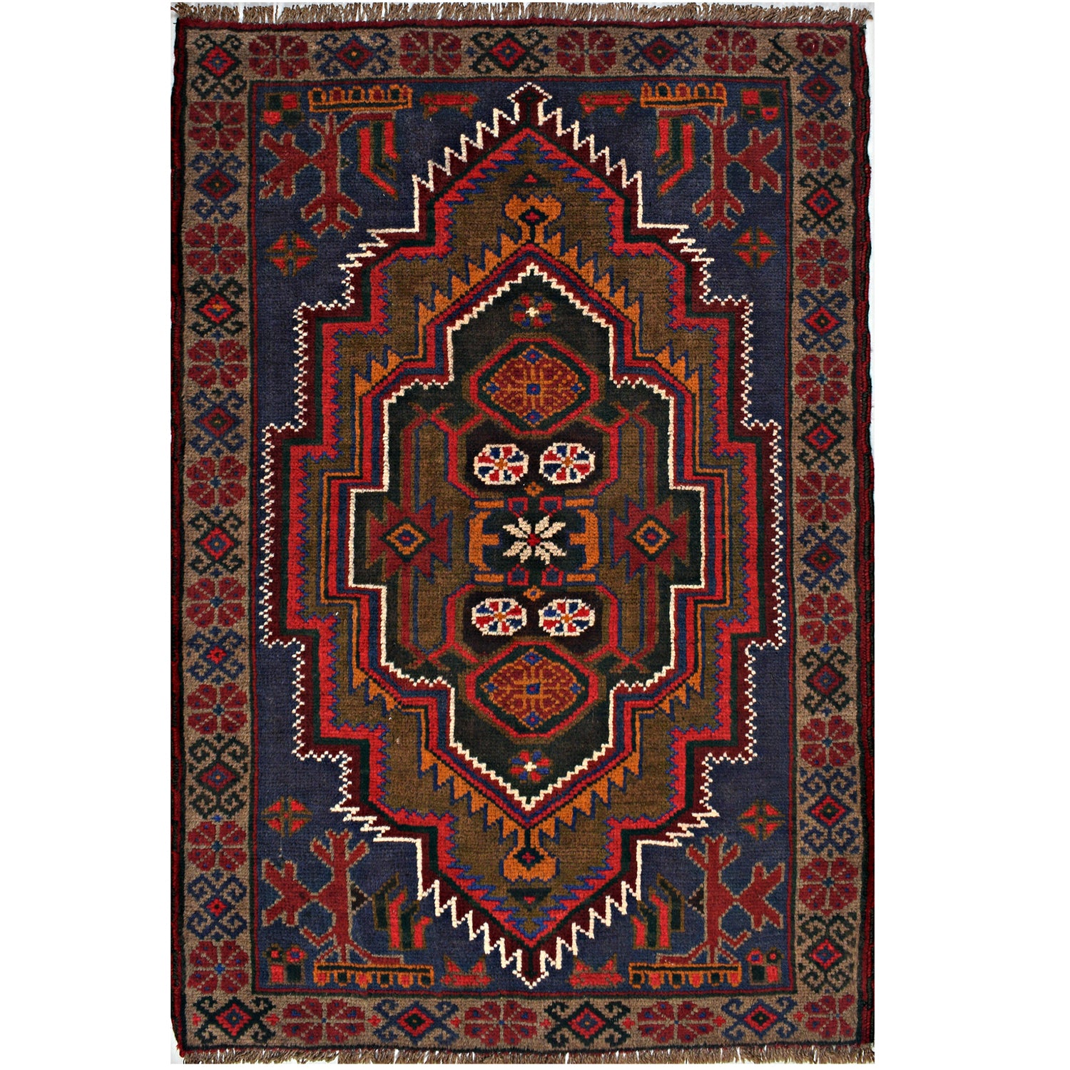 Handmade Baluchi Rug 2' 8 x 4' 2 (ft) - No. W15079