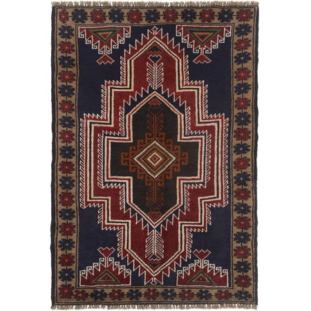 Traditional Baloch Rug 3' 1 x 4' 5 (ft) - No. W15198
