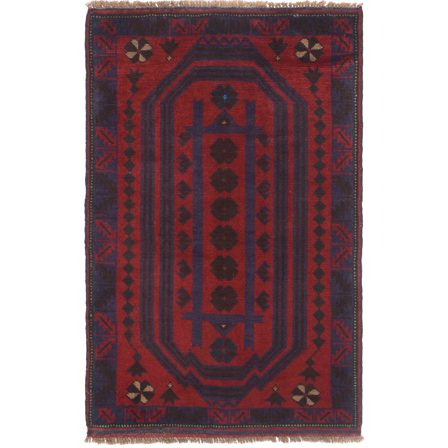 Red Color Baluchi Rug 2' 9 x 4' 6 (ft) - No. W15213