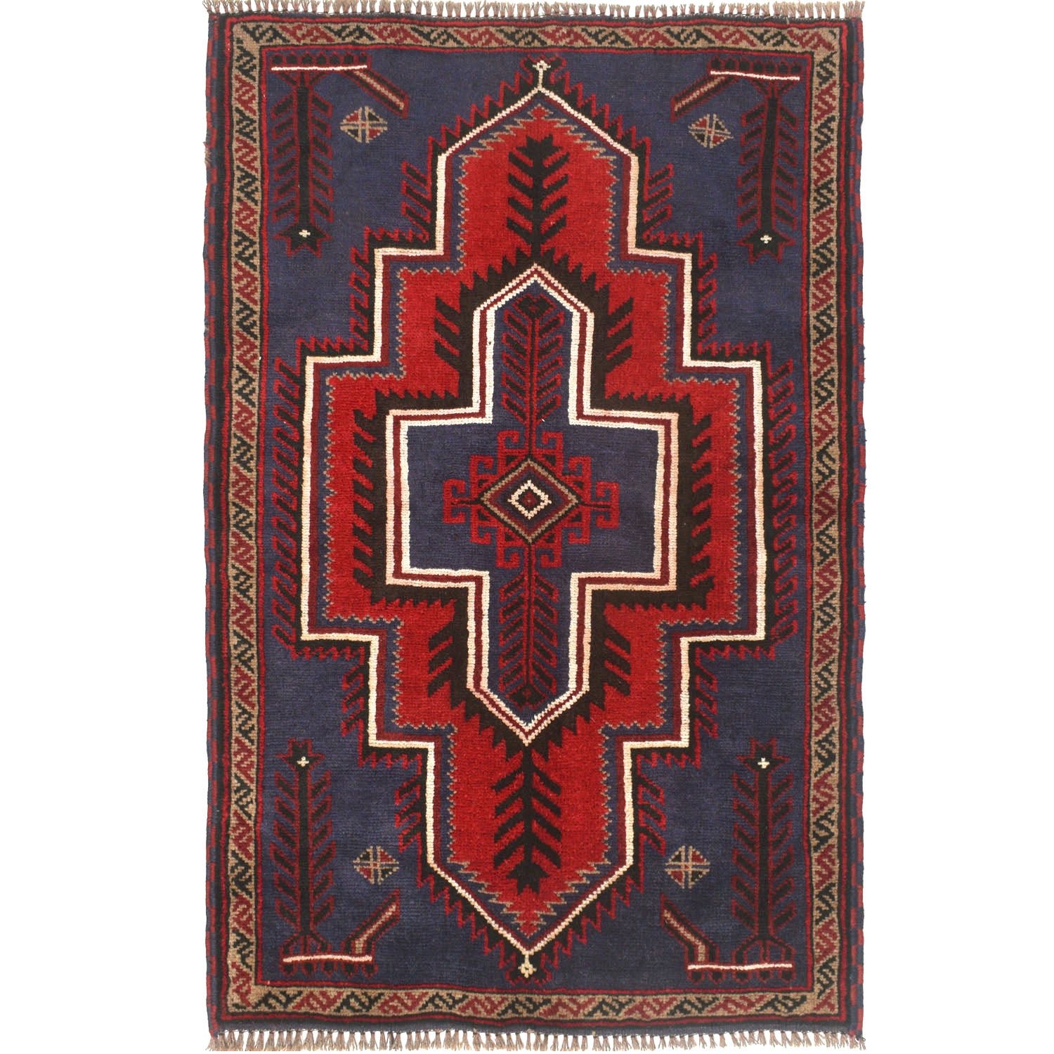 Hand Knotted Baluchi Rug 2' 8 x 4' 3 (ft) - No. W15252