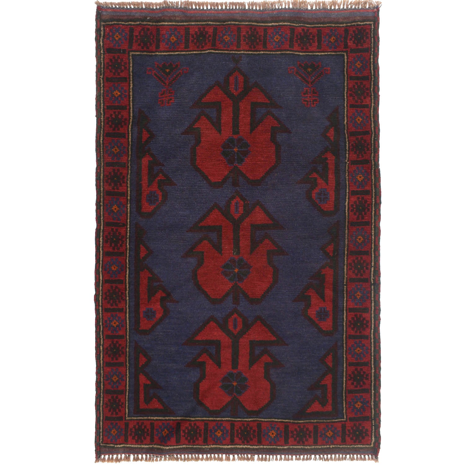 Blue Color Baluchi Rug 2' 6 x 4' 3 (ft) - No. W15259