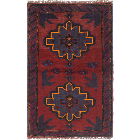 Red Color Baluchi Rug 2' 9 x 5' 0 (ft) - No. W15301