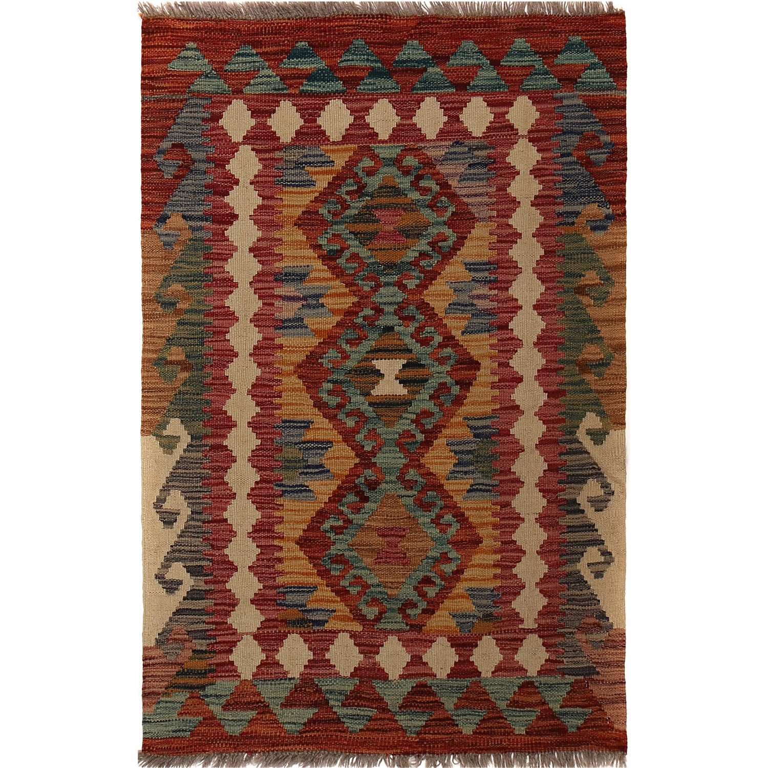 Handmade Vegetable Kilim 2' 6 x 3' 9 (ft) - No. W16905