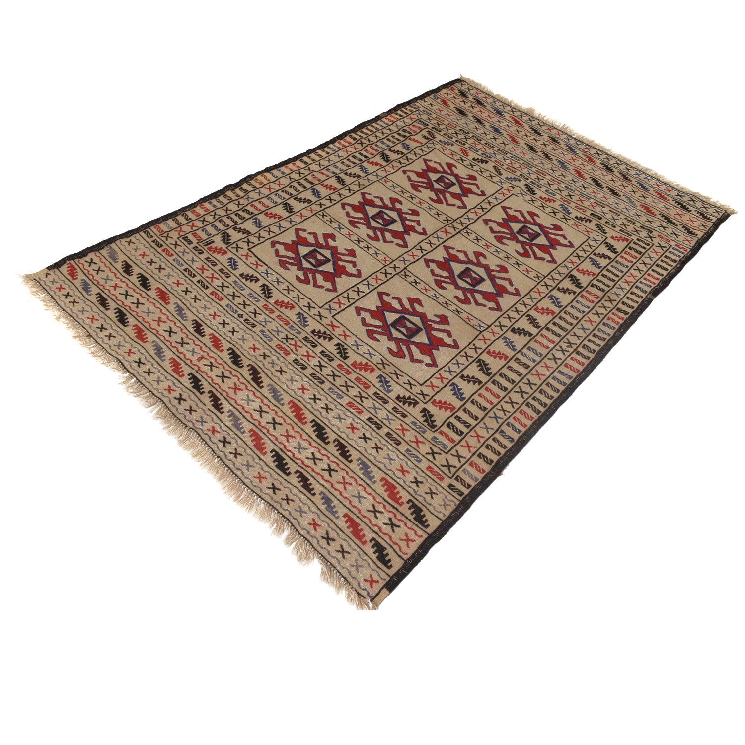 Handmade Soumak Kelim / Dhurrie 3' 9 x 6' 1 (ft) - No. W16976