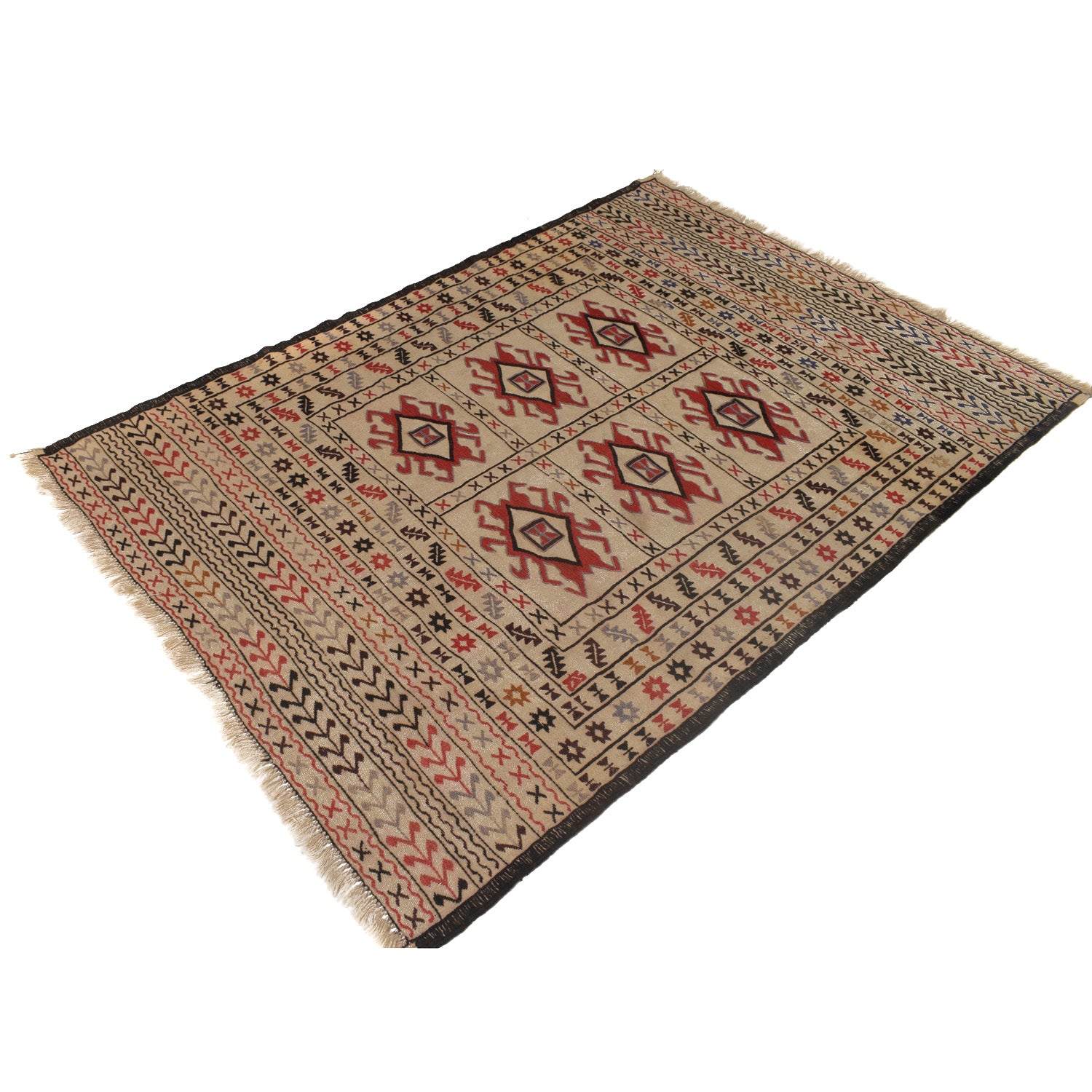 Handmade Soumak Kelim / Dhurrie 4' 1 x 6' 2 (ft) - No. W16977