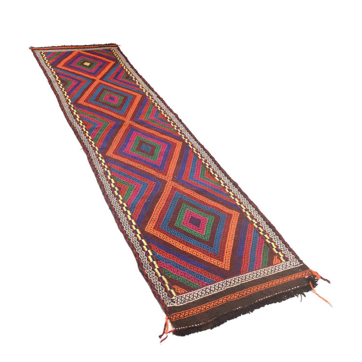 Flatweave Kilim Runner 2' 4" x 9' 1" (ft) - No. W17148