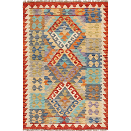 Handmade Vegetable Kilim 3' 3  x 5' 0 (ft) - No. W17228