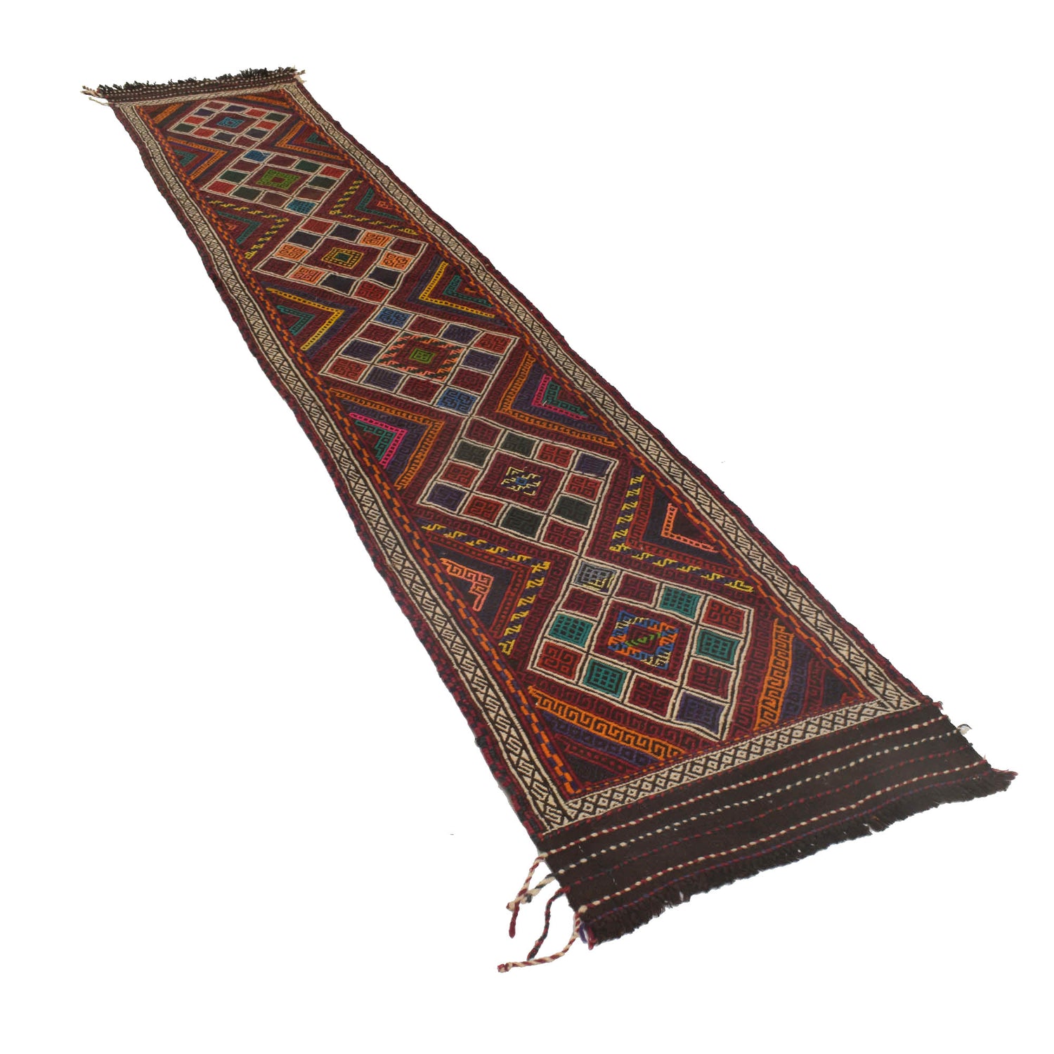 Flatweave Kilim Runner 2' 2" x 11' 8" (ft) - No. W17686
