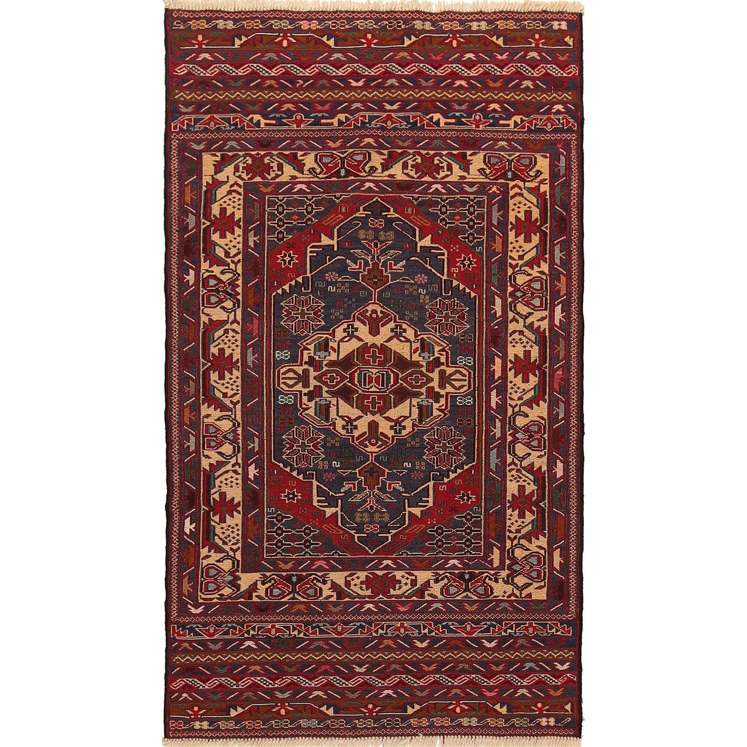 Fine Quality Flatweave Dhurrie 2' 9" x 4' 11" (ft) - No. W18034