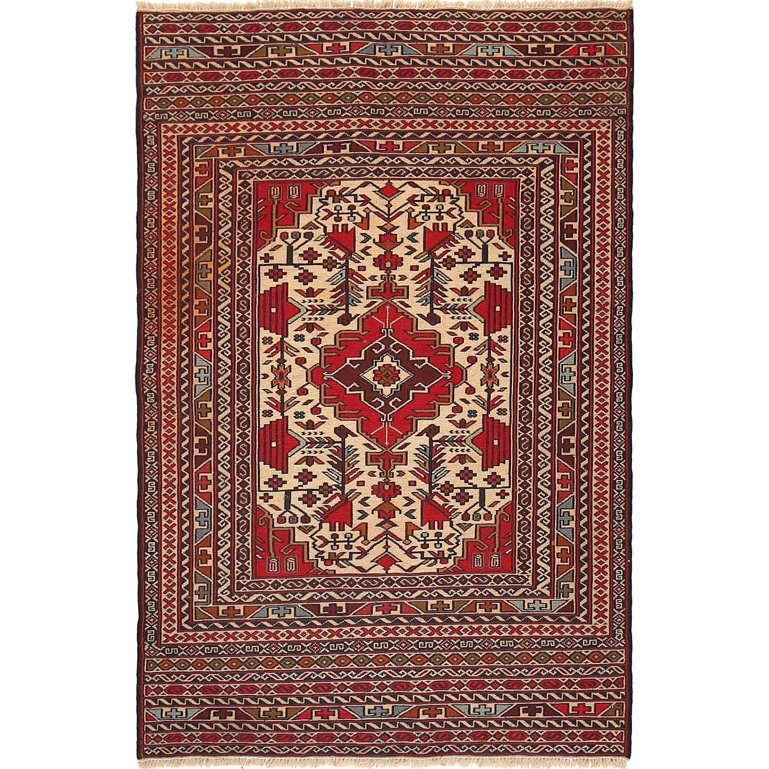 Fine Quality Flatweave Dhurrie 3' 0" x 4' 7" (ft) - No. W18037