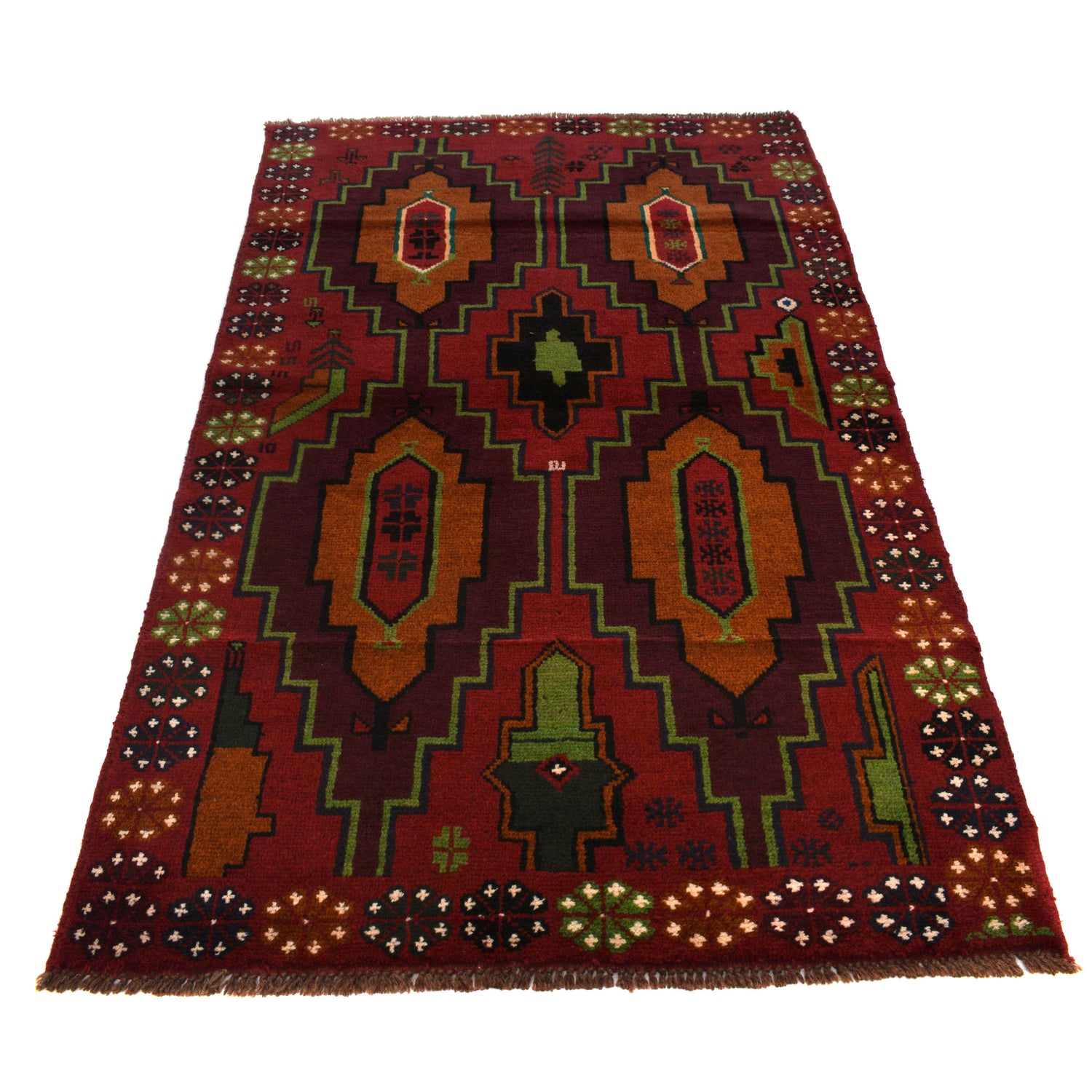 Maroon Color Baluchi Rug 4' x 6' 6" (ft) - No. W27280