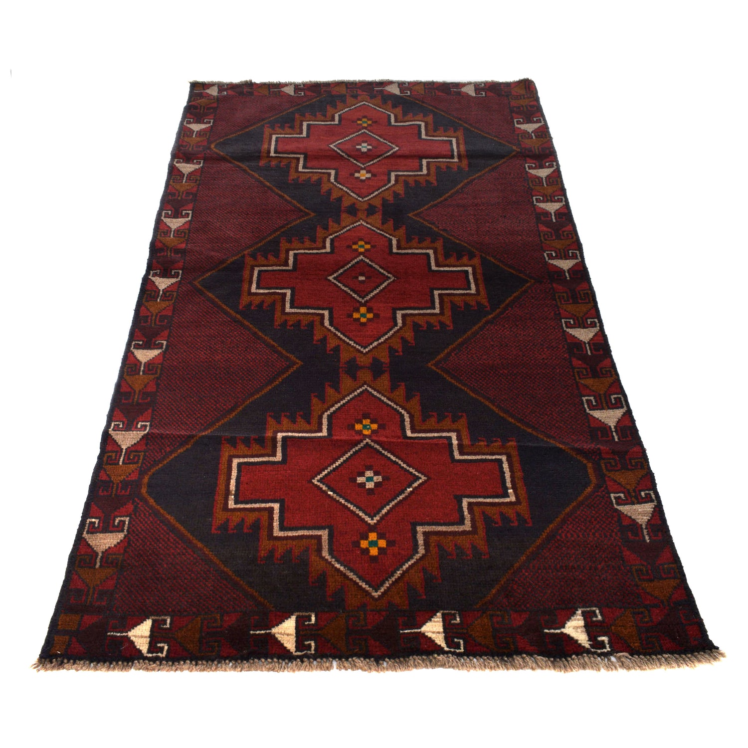 Deep Red Baluchi Rug 3' 10" x 7' 1" (ft) - No. W27284