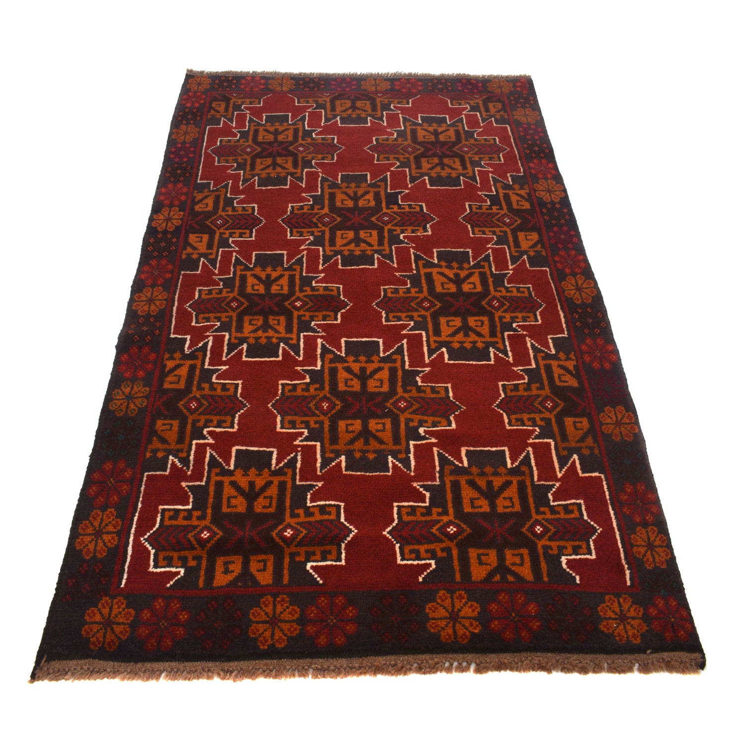 Red Baluchi Rug 3' 8" x 6' 2" (ft) - No. W27326