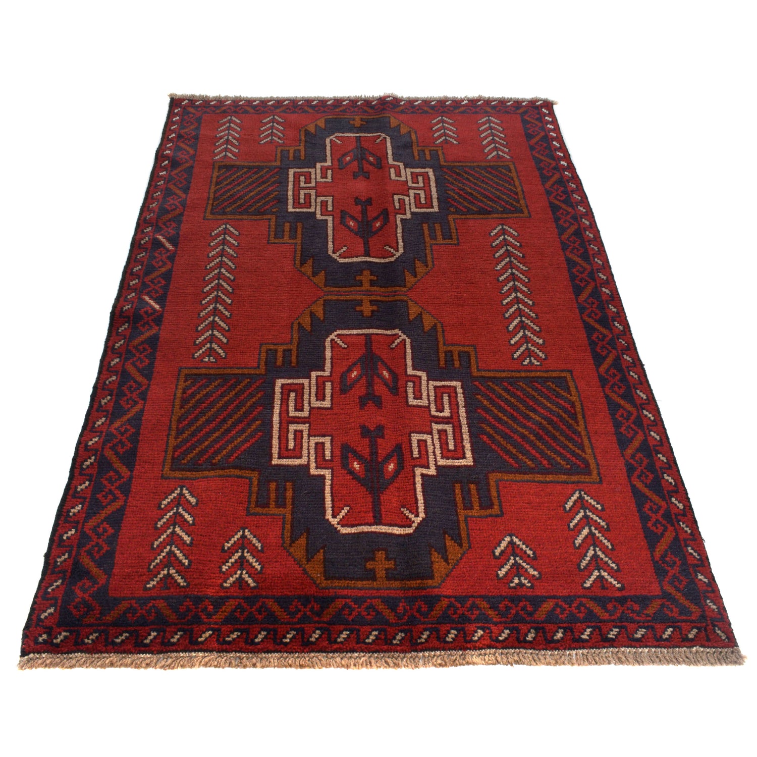 Red Baluchi Rug 3' 9" x 6' 6" (ft) - No. W27358