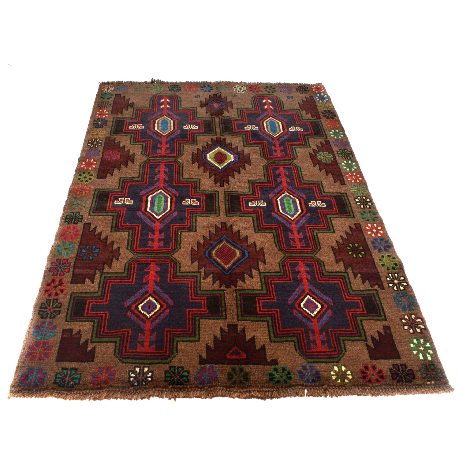 Handmade Baluchi Rug 4' 2" x 6' 2" (ft) - No. W27368