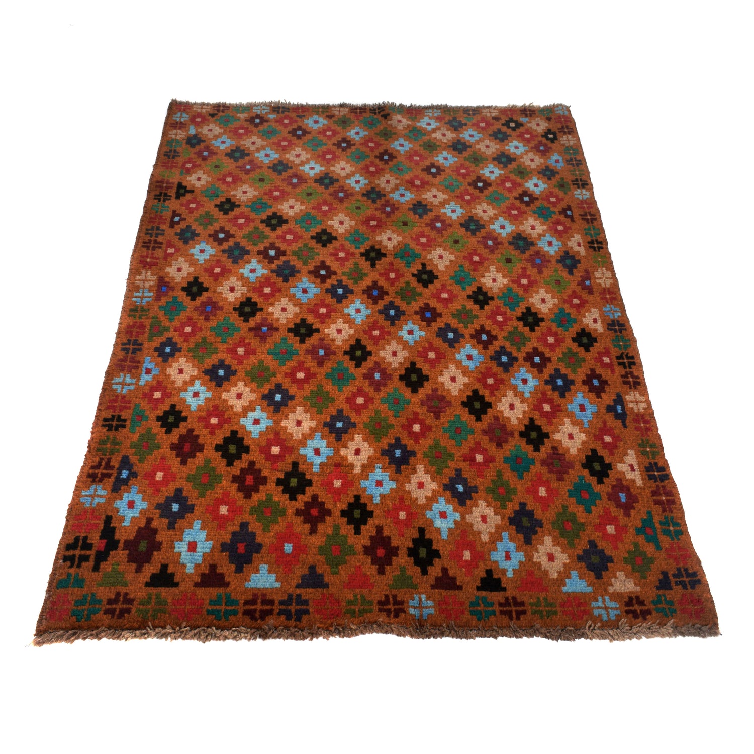 Orange Color Baluch Rug 3' 11" x 5' 10" (ft) - No. W27402