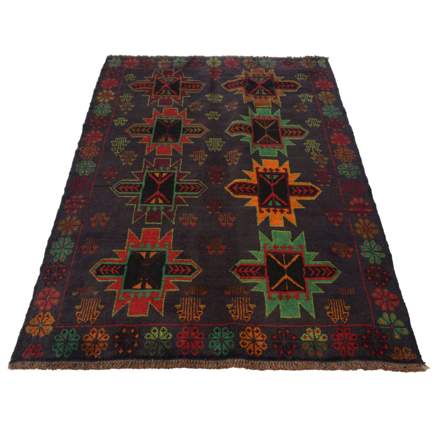 Handmade Baluchi Carpet 4' 0" x 6' 2" (ft) - No. W28015