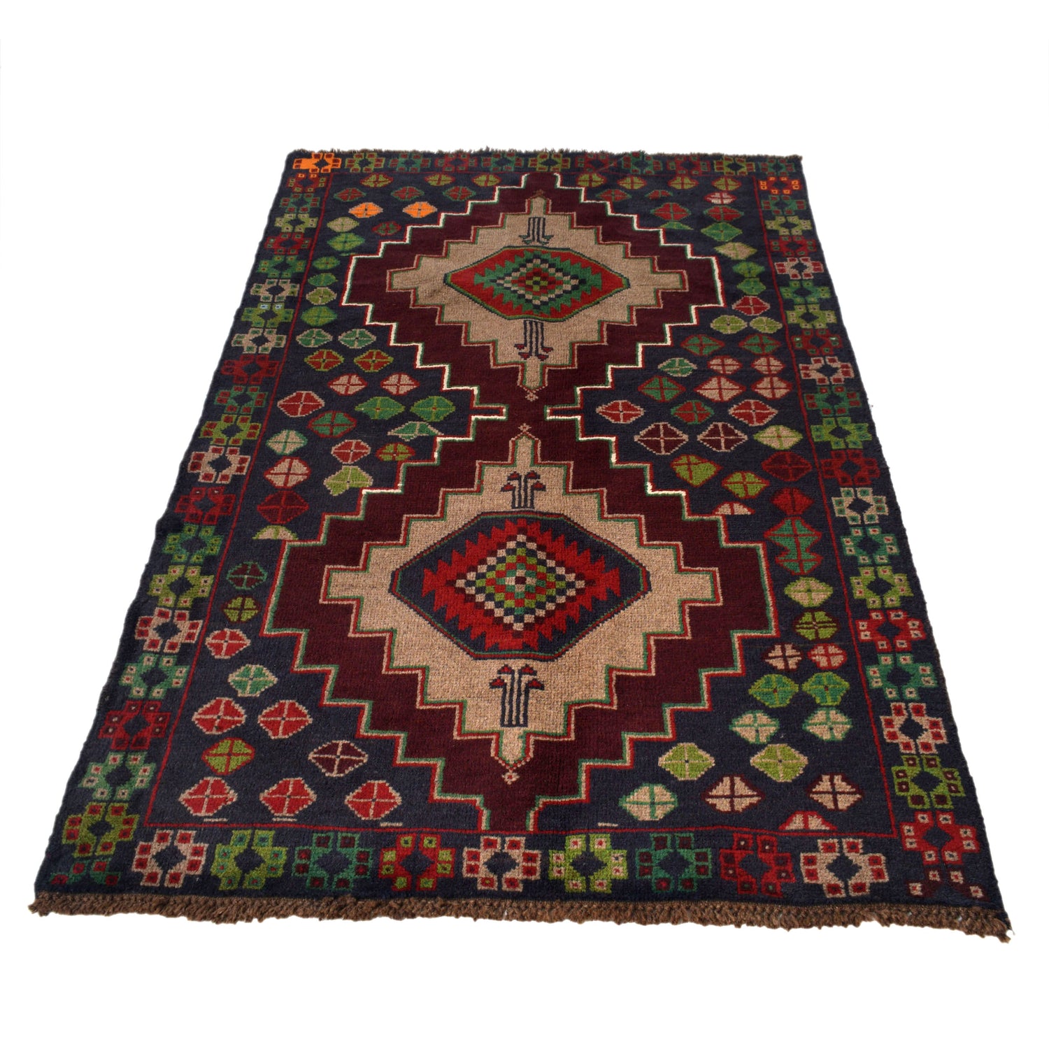 Hand Knotted Baluchi Carpet 3' 10" x 6' 4" (ft) - No. W28016