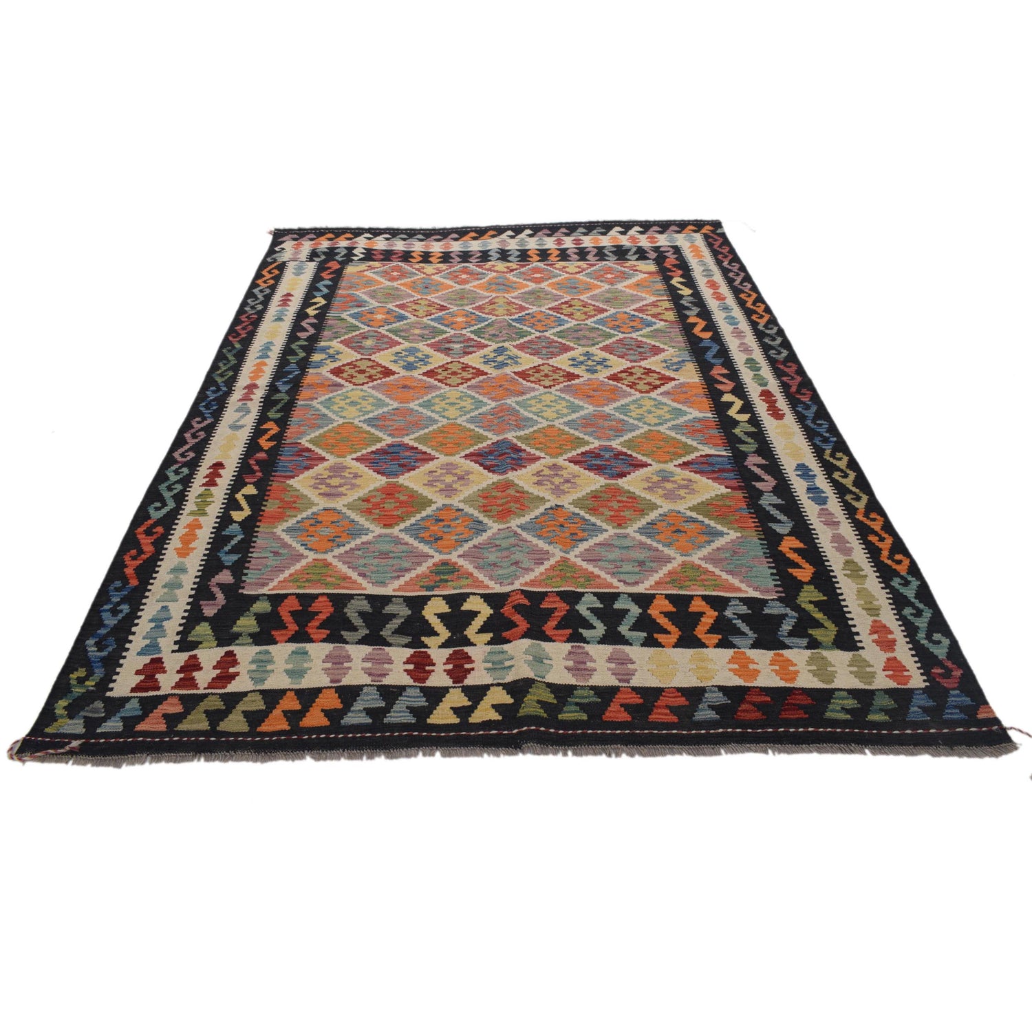 Handmade Vegetable Kilim 5' 8" x 8' 2" (ft) - No. W30121