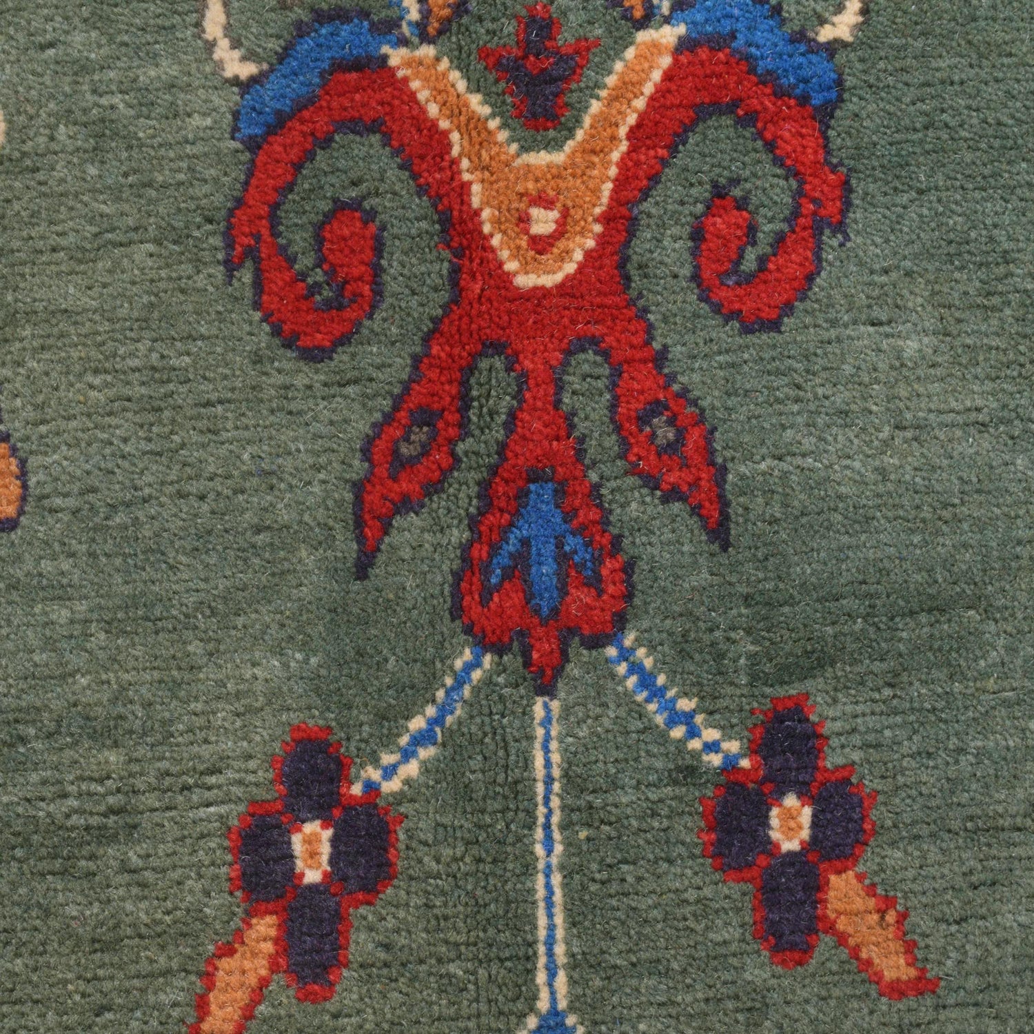 Green Color Kazak Carpet 9' 1" x 11' 11" (ft) - No. W30732