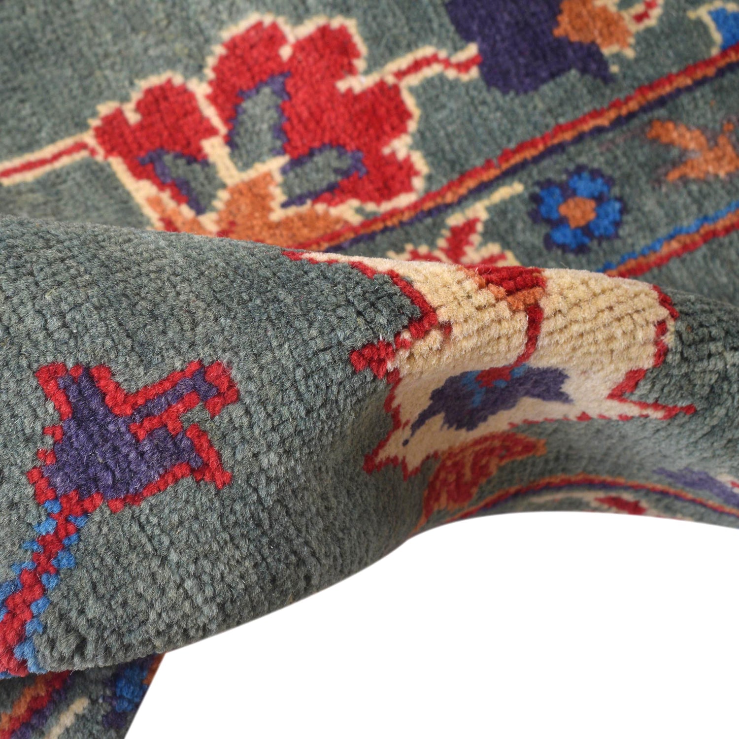 Green Color Kazak Carpet 9' 1" x 11' 11" (ft) - No. W30732