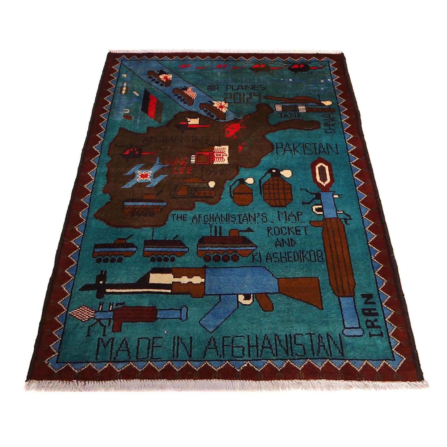 War Machine Rug Hand Made Afghan 2.5x4ft Blue Color war rug in Lahore.