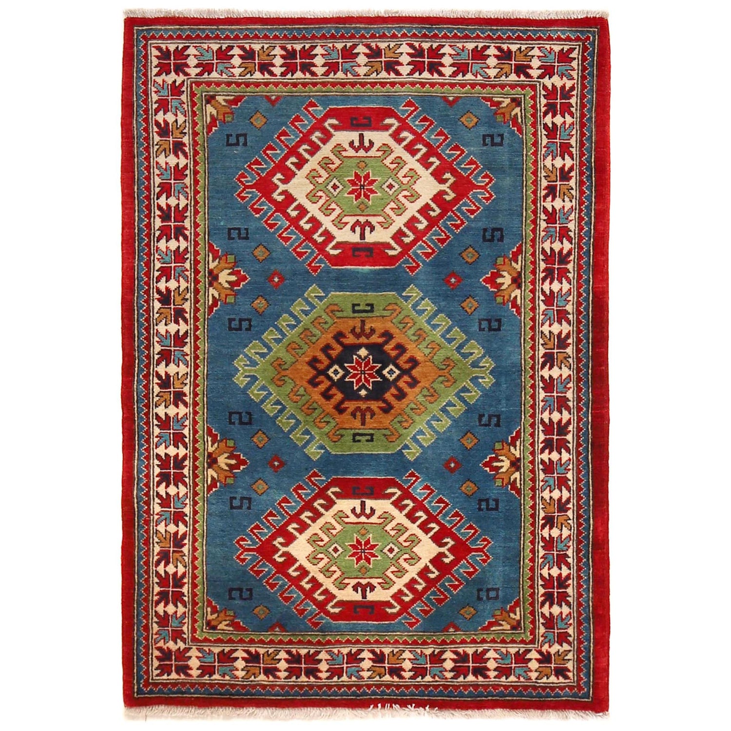 Blue Kazak Carpet 3' 3" x 4' 7" (ft) - No. W30746
