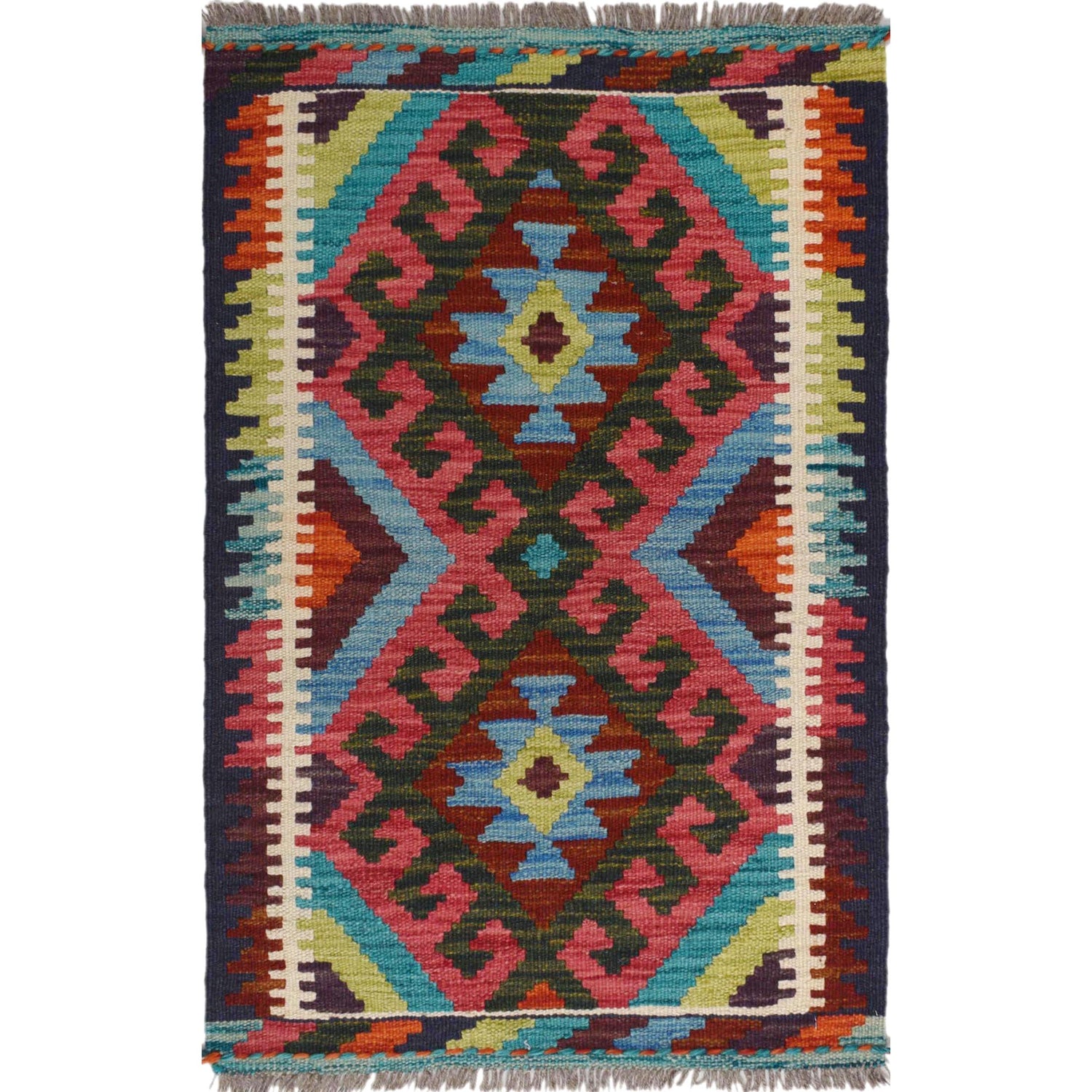 Handmade Vegetable Kilim 1' 11" x 2' 11" (ft) - No. W30773
