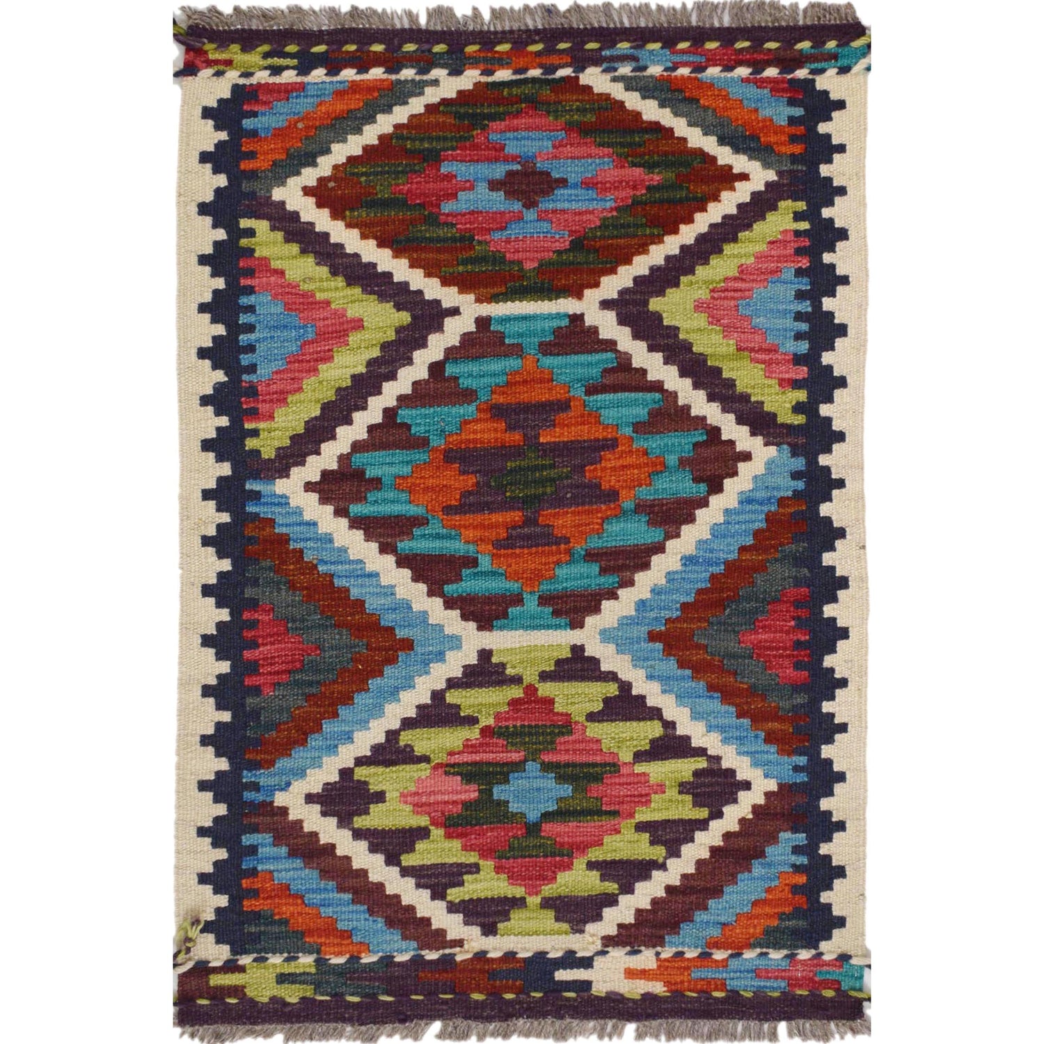 Handmade Vegetable Kilim 2' 0" x 2' 11" (ft) - No. W30775