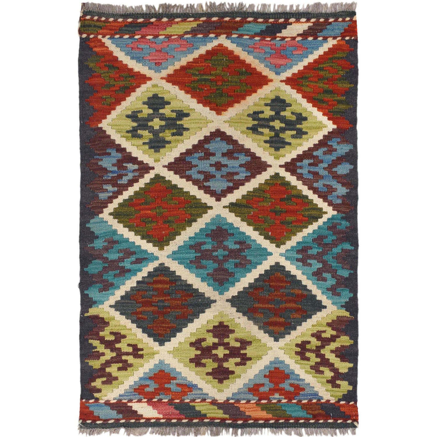 Handmade Vegetable Kilim 2' 0" x 2' 11" (ft) - No. W30806