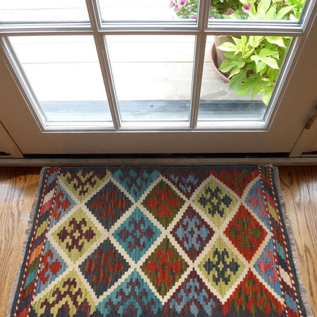 Handmade Vegetable Kilim 2' 0" x 2' 11" (ft) - No. W30806