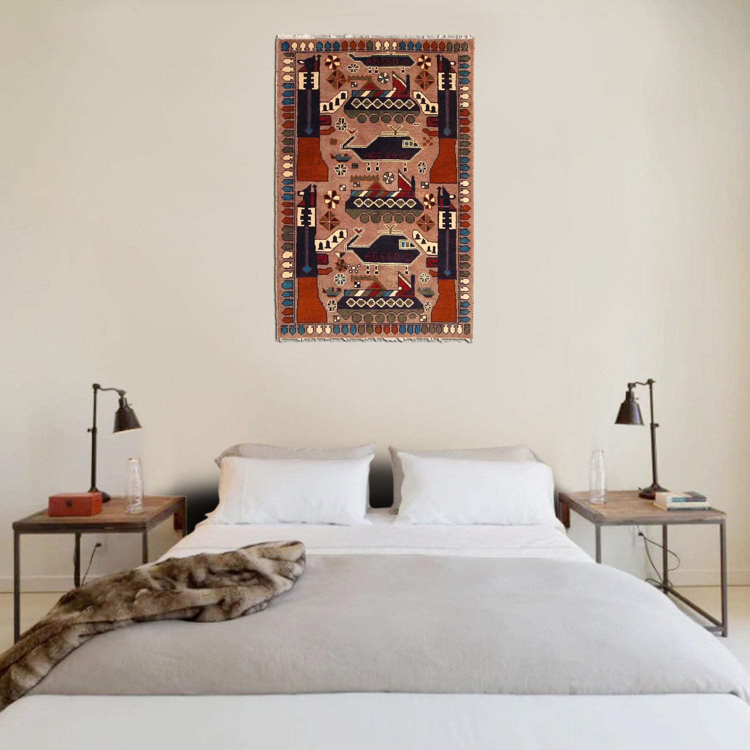 Hand Knotted War Rug 2' 8" x 4' 2" (ft) - No. W31087