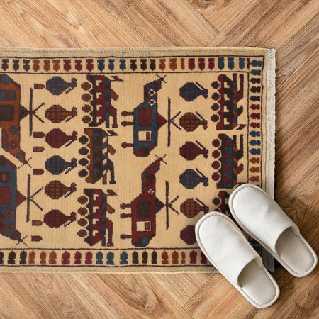 Hand Knotted War Rug 2' 0" x 3' 1" (ft) - No. W31091