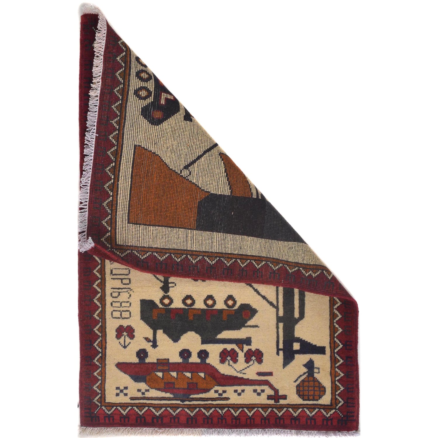 Ivory Color War Rug 2' 0" x 2' 11" (ft) - No. W31095