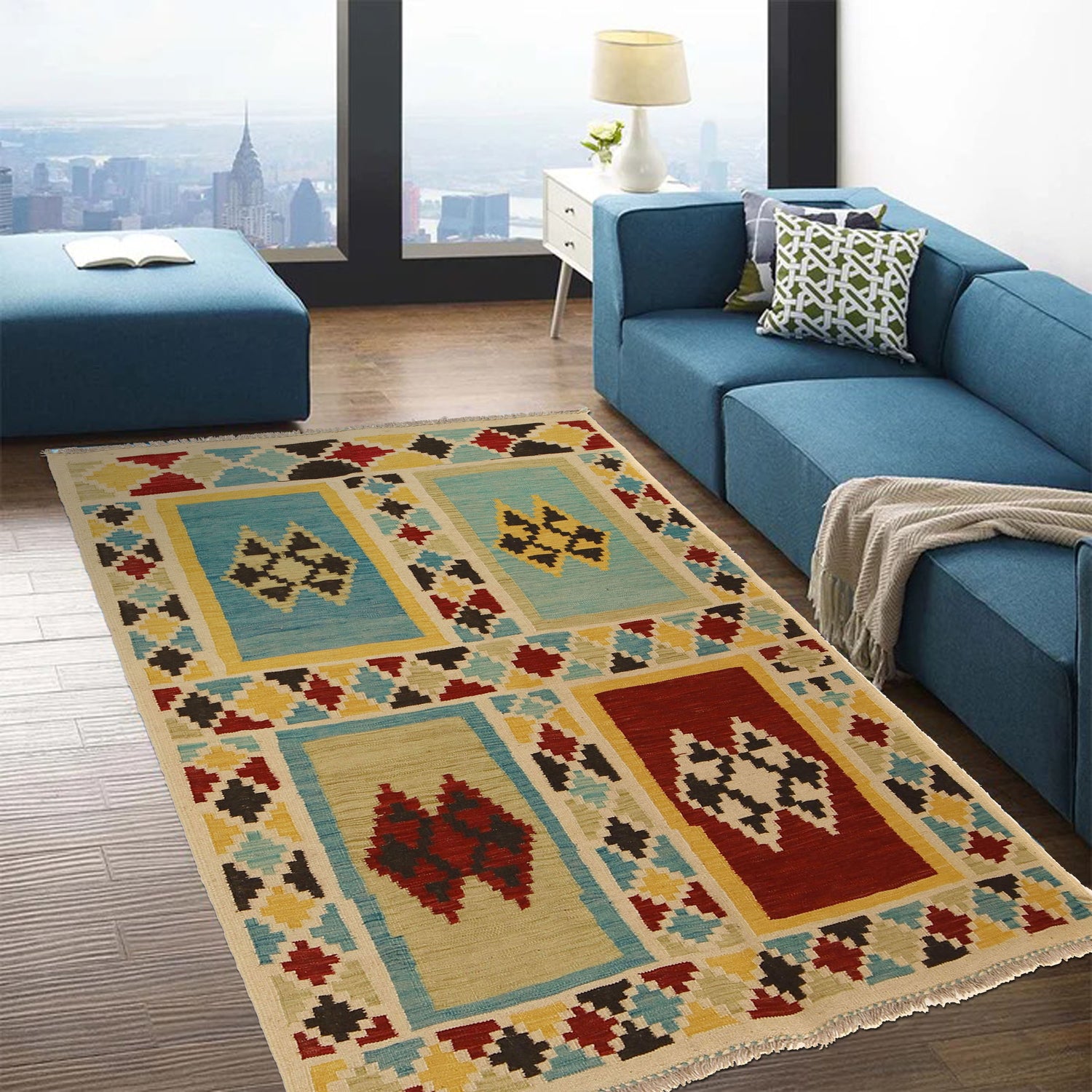 Handmade Vegetable Kilim 4' 4" x 6' 3" (ft) - No. W31593